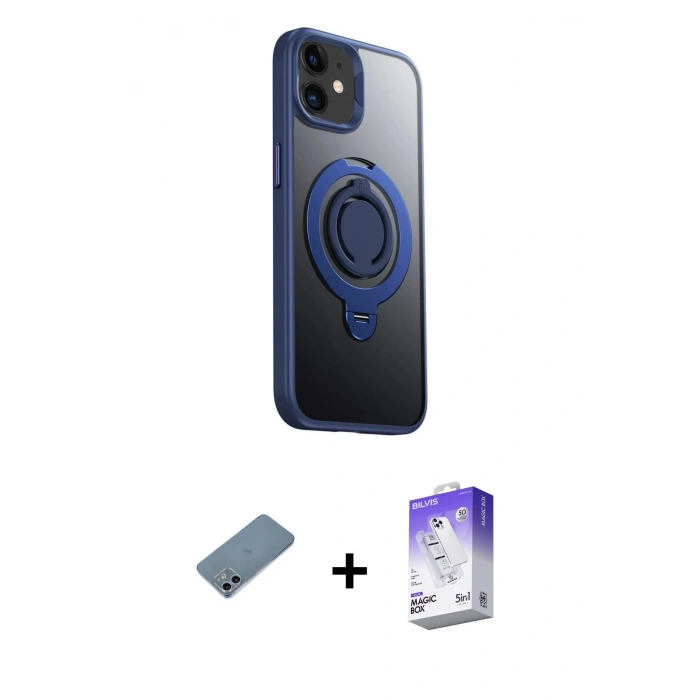 MARSİLYAN™- iPhone 12 Kılıf Zirve Çizgi Prime - Siyah Bilvis 5in1 3D Magic Cam Ekran Koruyucu + Shine Kamera Lens Koruma Cam - SABE