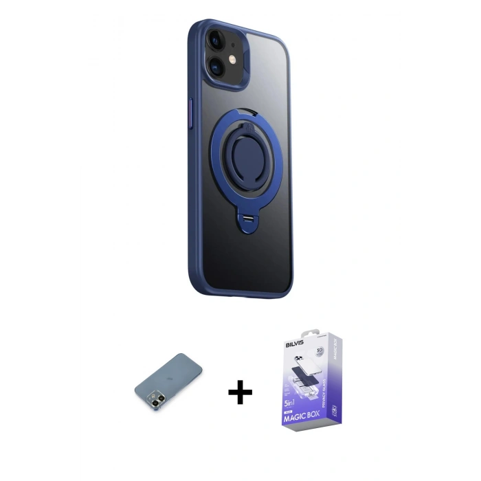 MARSİLYAN™- iPhone 12 Kılıf Zirve Çizgi Prime - Siyah Bilvis 5in1 5D Magic Hayalet Cam Ekran Koruyucu + Metal Kamera Lens Koruma Cam - AKYL