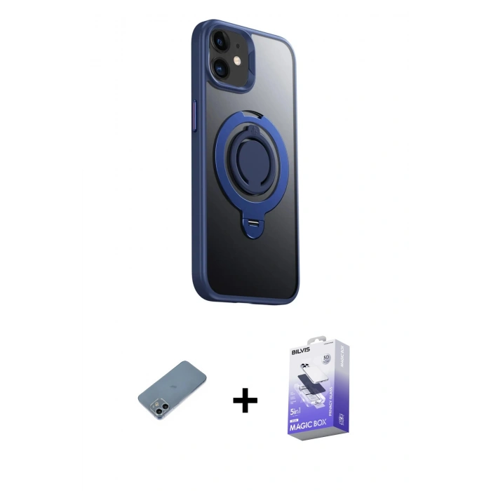 MARSİLYAN™- iPhone 12 Kılıf Zirve Çizgi Prime - Siyah Bilvis 5in1 5D Magic Hayalet Cam Ekran Koruyucu + Shine Kamera Lens Koruma Cam - SABE