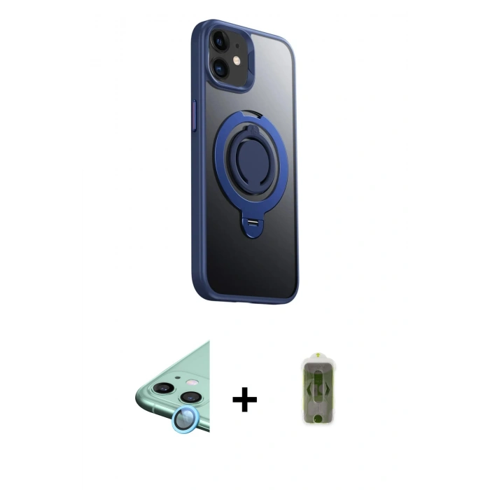 MARSİLYAN™- iPhone 12 Kılıf Zirve Çizgi Prime - Siyah Joko Magic 5D Hayalet Cam + Raze Metal Kamera Lens - MI