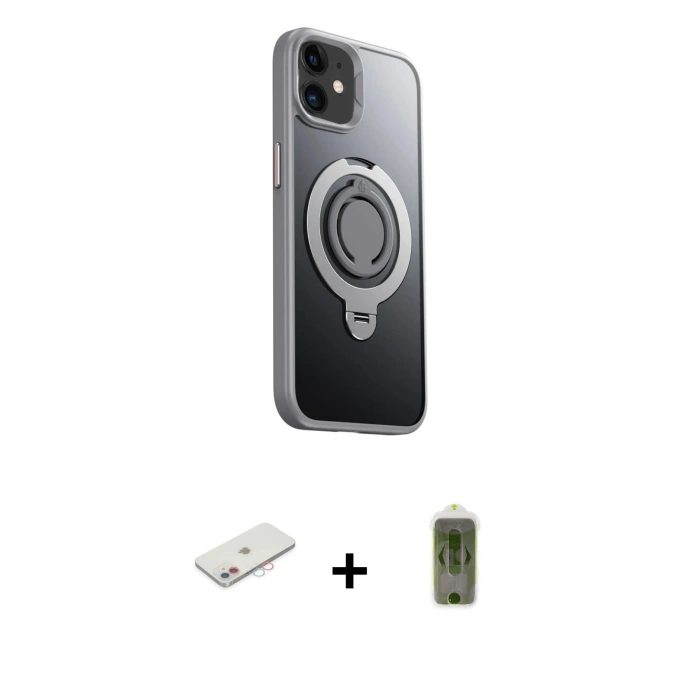 MARSİLYAN™- iPhone 12 Kılıf Zirve Çizgi Prime - Siyah Joko Magic 5D Hayalet Cam + Renkli Kamera Lens Koruma Cam - PE