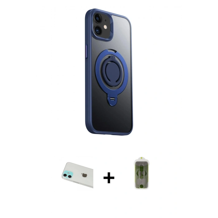 MARSİLYAN™- iPhone 12 Kılıf Zirve Çizgi Prime - Siyah Joko Magic 5D Hayalet Cam + Rainbow Kamera Lens Koruma Cam - YL