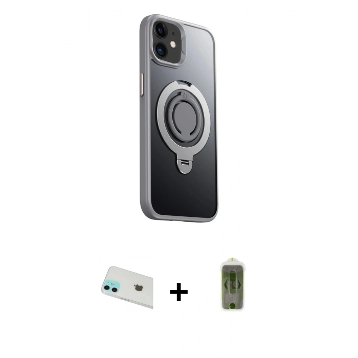 MARSİLYAN™- iPhone 12 Kılıf Zirve Çizgi Prime - Siyah Joko Magic 5D Hayalet Cam + Rainbow Kamera Lens Koruma Cam - YL