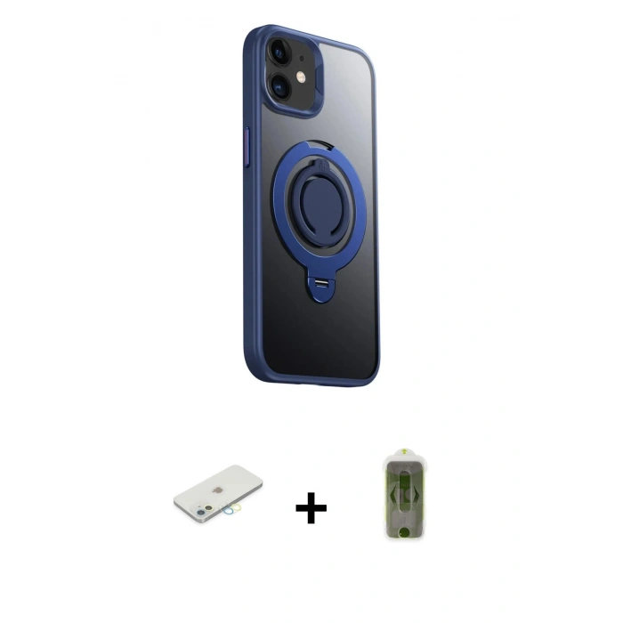 MARSİLYAN™- iPhone 12 Kılıf Zirve Çizgi Prime - Siyah Joko Magic 5D Hayalet Cam + Renkli Kamera Lens Koruma Cam - SI