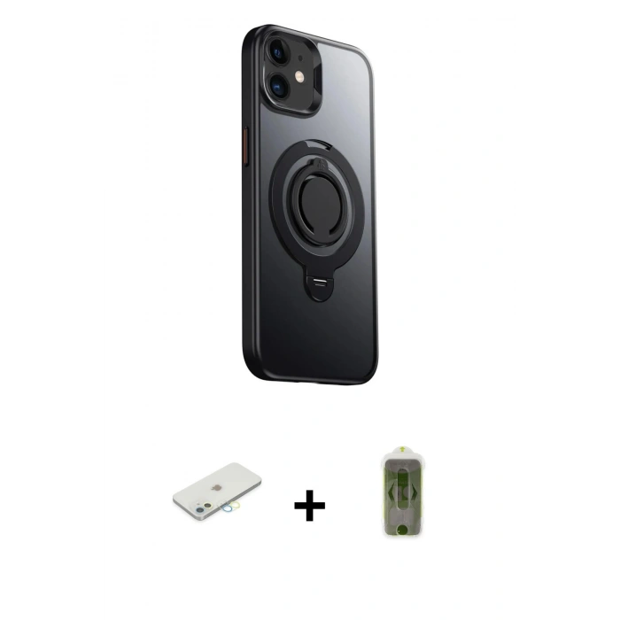 MARSİLYAN™- iPhone 12 Kılıf Zirve Çizgi Prime - Siyah Joko Magic 5D Hayalet Cam + Renkli Kamera Lens Koruma Cam - SI