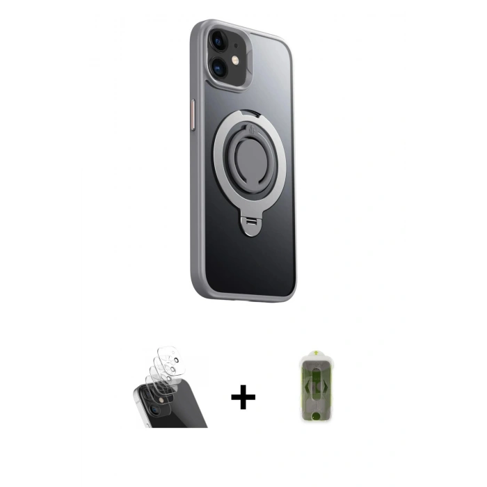 MARSİLYAN™- iPhone 12 Kılıf Zirve Çizgi Prime - Siyah Joko Magic 5D Hayalet Cam + Kamera Lens Koruma Cam - SF