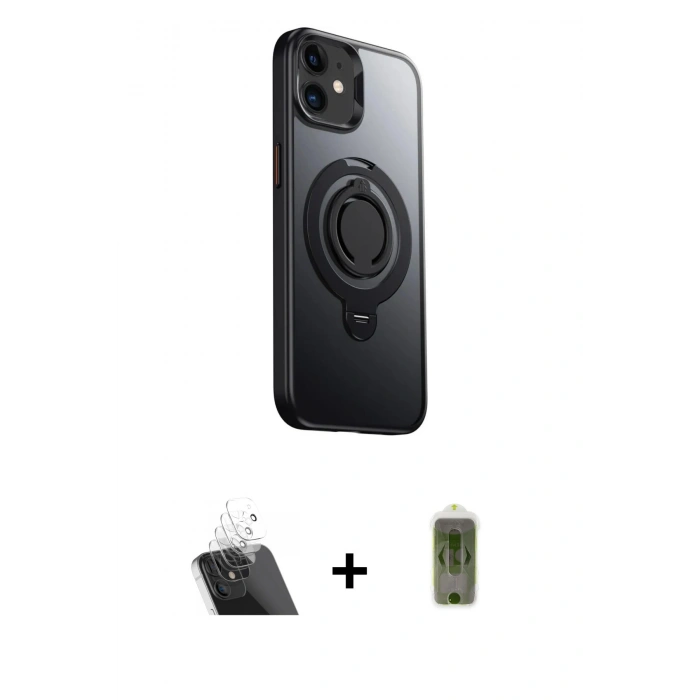 MARSİLYAN™- iPhone 12 Kılıf Zirve Çizgi Prime - Siyah Joko Magic 5D Hayalet Cam + Kamera Lens Koruma Cam - SF