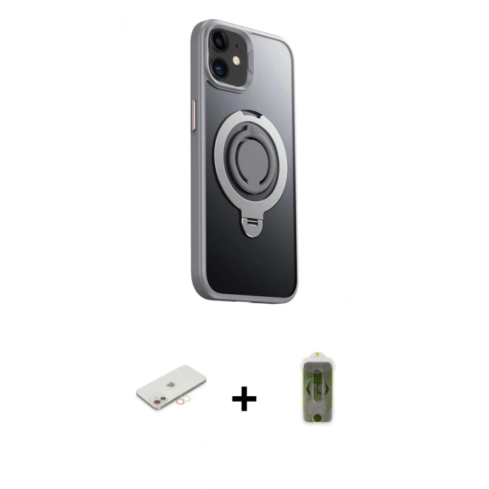 MARSİLYAN™- iPhone 12 Kılıf Zirve Çizgi Prime - Siyah Joko Magic 5D Hayalet Cam + Renkli Kamera Lens Koruma Cam - YL