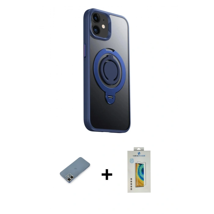 MARSİLYAN™- iPhone 12 Kılıf Zirve Çizgi Prime - Siyah Polymer Nano Ekran Koruyucu + Metal Kamera Lens Koruma Cam - GD
