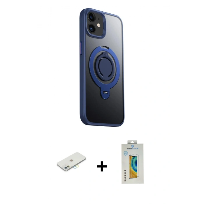 MARSİLYAN™- iPhone 12 Kılıf Zirve Çizgi Prime - Siyah Polymer Nano Ekran Koruyucu + Renkli Kamera Lens Koruma Cam - SI