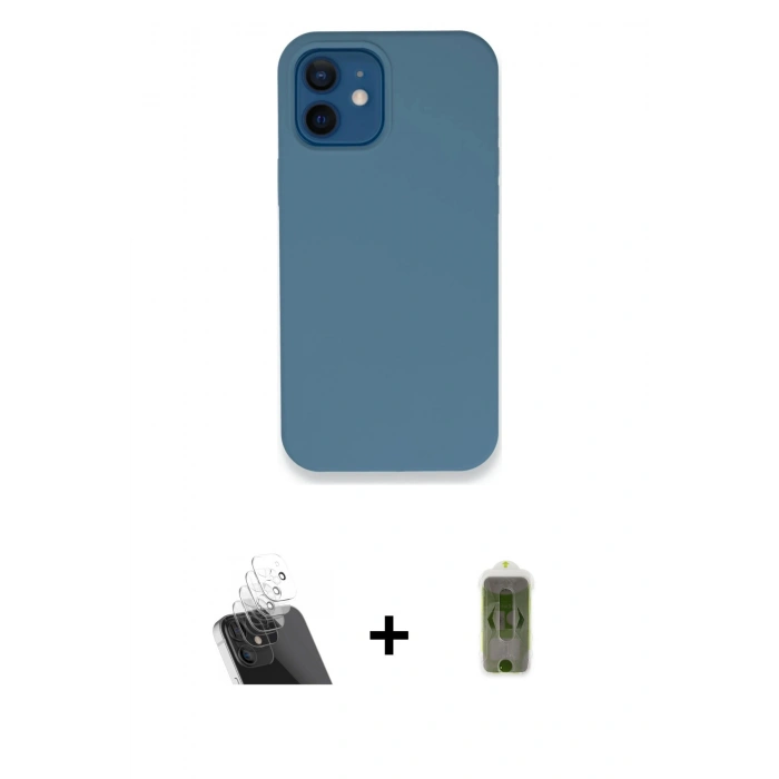 MARSİLYAN™- iPhone 12 Kılıf Zirve Modern Özel Seri - Siyah Joko Magic 5D Hayalet Cam + Kamera Lens Koruma Cam - SF