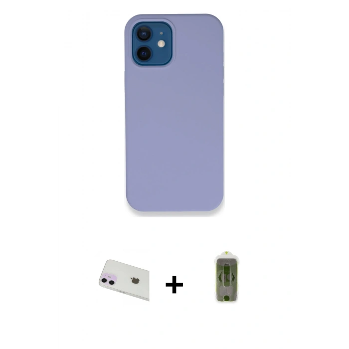 MARSİLYAN™- iPhone 12 Kılıf Zirve Modern Özel Seri - Siyah Joko Magic 5D Hayalet Cam + Rainbow Kamera Lens Koruma Cam - MR