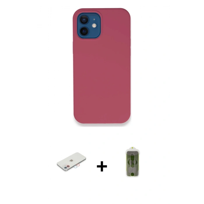 MARSİLYAN™- iPhone 12 Kılıf Zirve Modern Özel Seri - Siyah Joko Magic 5D Hayalet Cam + Renkli Kamera Lens Koruma Cam - PE