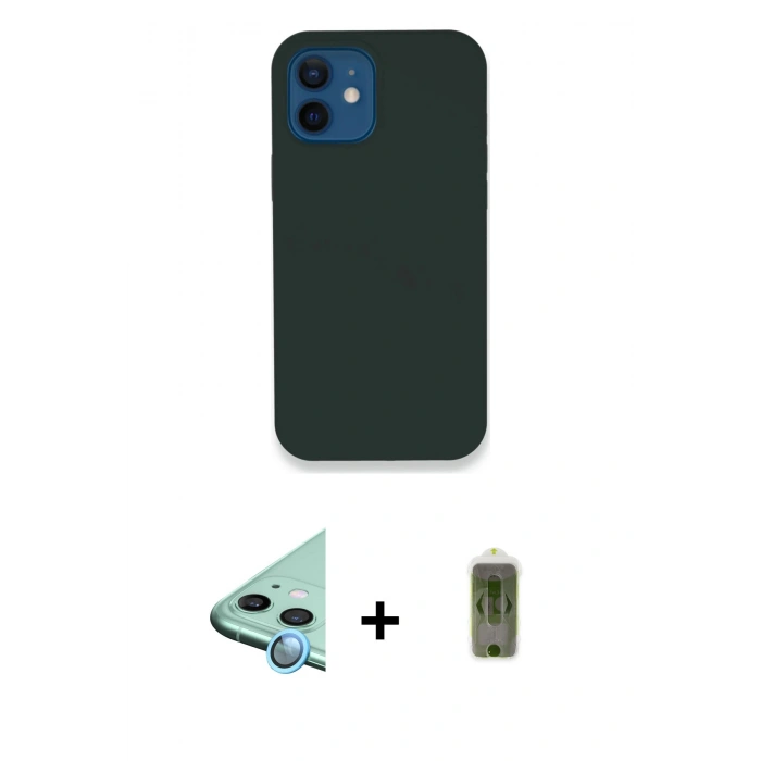 MARSİLYAN™- iPhone 12 Kılıf Zirve Modern Özel Seri - Siyah Joko Magic 5D Hayalet Cam + Raze Metal Kamera Lens - MI