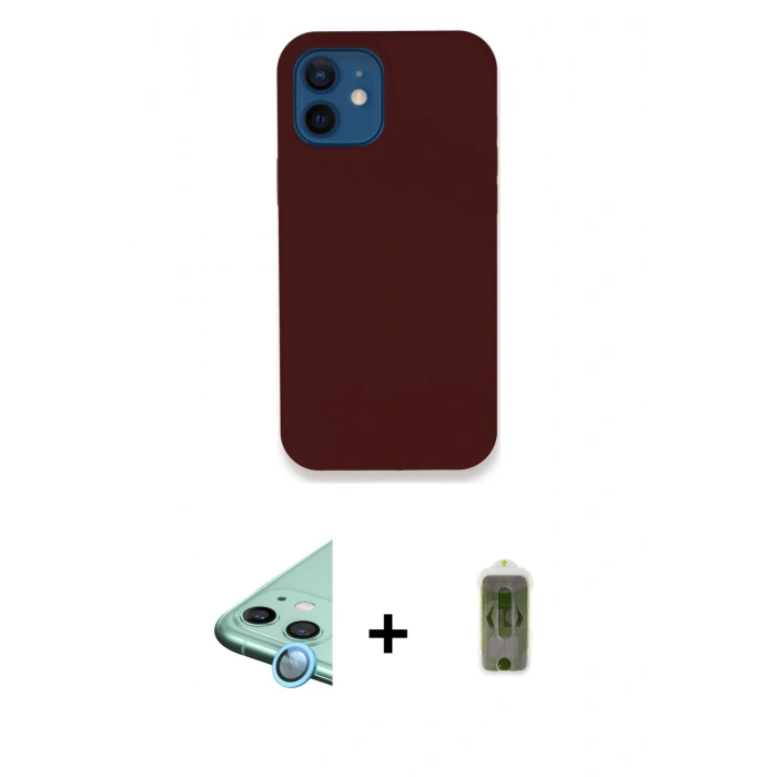 MARSİLYAN™- iPhone 12 Kılıf Zirve Modern Özel Seri - Siyah Joko Magic 5D Hayalet Cam + Raze Metal Kamera Lens - MI