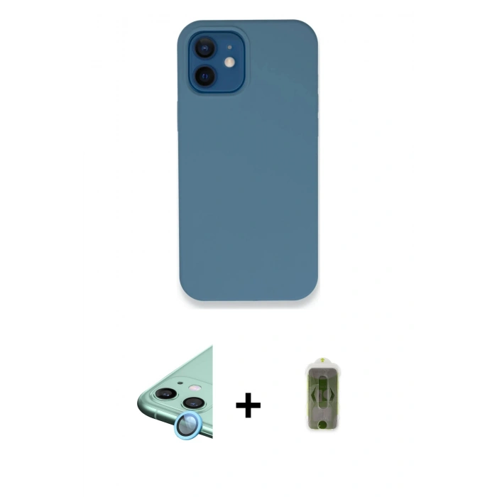 MARSİLYAN™- iPhone 12 Kılıf Zirve Modern Özel Seri - Siyah Joko Magic 5D Hayalet Cam + Raze Metal Kamera Lens - MI
