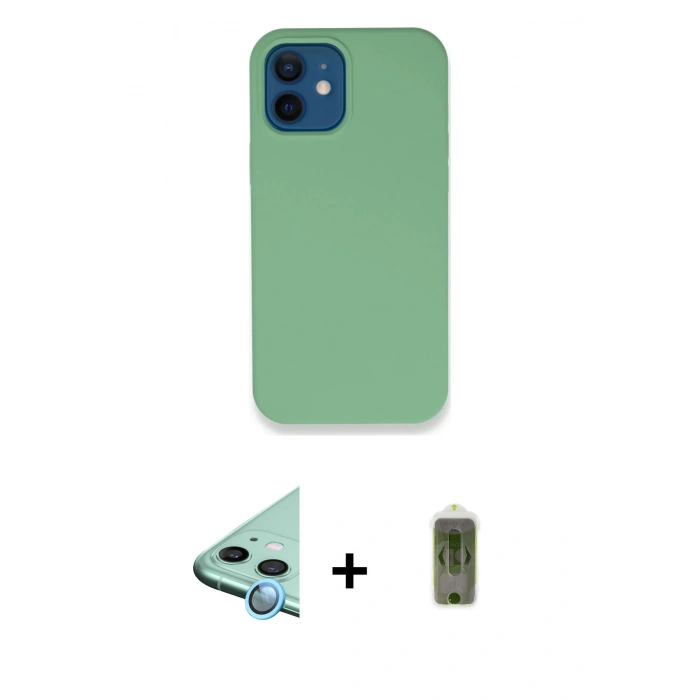 MARSİLYAN™- iPhone 12 Kılıf Zirve Modern Özel Seri - Siyah Joko Magic 5D Hayalet Cam + Raze Metal Kamera Lens - MI