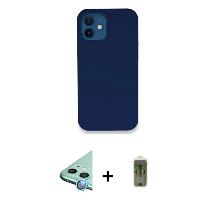 MARSİLYAN™- iPhone 12 Kılıf Zirve Modern Özel Seri - Siyah Joko Magic 5D Hayalet Cam + Raze Metal Kamera Lens - MI