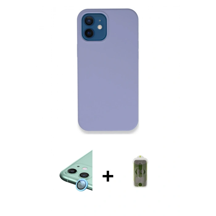 MARSİLYAN™- iPhone 12 Kılıf Zirve Modern Özel Seri - Siyah Joko Magic 5D Hayalet Cam + Raze Metal Kamera Lens - MI
