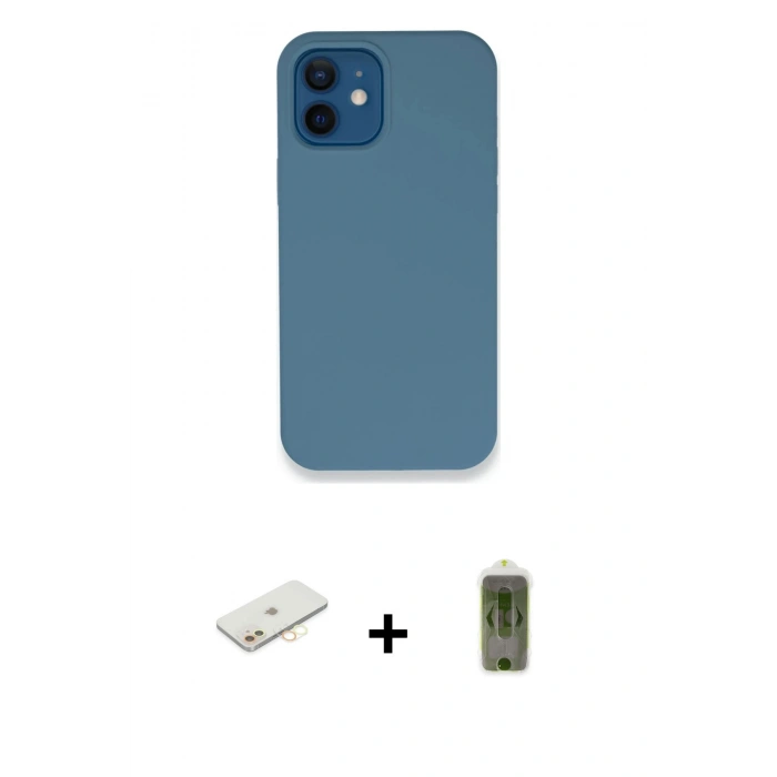 MARSİLYAN™- iPhone 12 Kılıf Zirve Modern Özel Seri - Siyah Joko Magic 5D Hayalet Cam + Renkli Kamera Lens Koruma Cam - SI