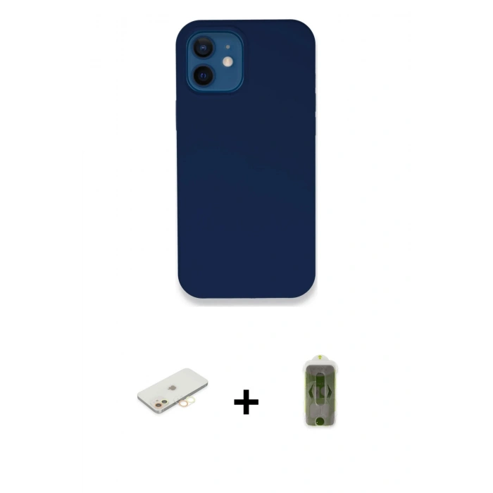 MARSİLYAN™- iPhone 12 Kılıf Zirve Modern Özel Seri - Siyah Joko Magic 5D Hayalet Cam + Renkli Kamera Lens Koruma Cam - SI