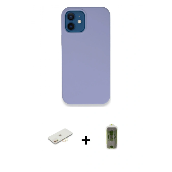 MARSİLYAN™- iPhone 12 Kılıf Zirve Modern Özel Seri - Siyah Joko Magic 5D Hayalet Cam + Renkli Kamera Lens Koruma Cam - SI