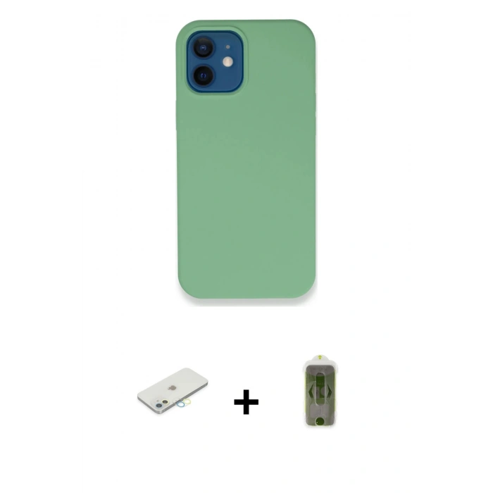 MARSİLYAN™- iPhone 12 Kılıf Zirve Modern Özel Seri - Siyah Joko Magic 5D Hayalet Cam + Renkli Kamera Lens Koruma Cam - SI