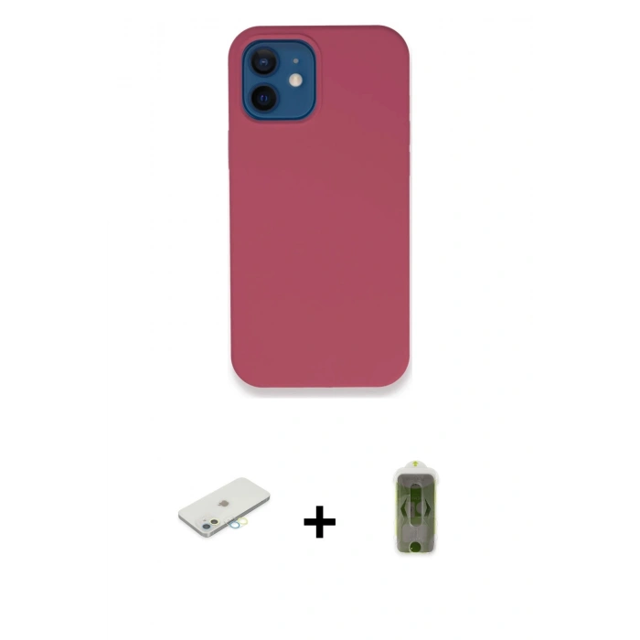 MARSİLYAN™- iPhone 12 Kılıf Zirve Modern Özel Seri - Siyah Joko Magic 5D Hayalet Cam + Renkli Kamera Lens Koruma Cam - SI