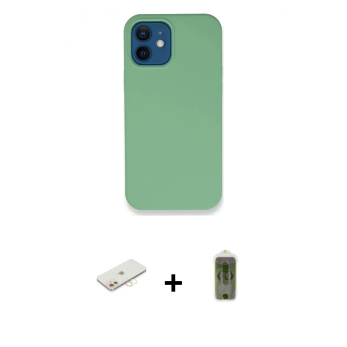 MARSİLYAN™- iPhone 12 Kılıf Zirve Modern Özel Seri - Siyah Joko Magic 5D Hayalet Cam + Renkli Kamera Lens Koruma Cam - SI