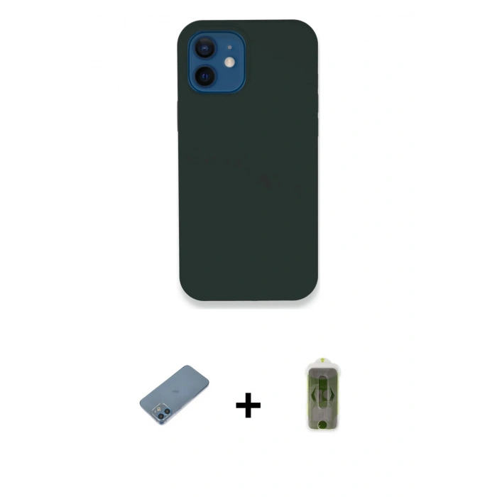 MARSİLYAN™- iPhone 12 Kılıf Zirve Modern Özel Seri - Siyah Joko Magic 5D Hayalet Cam + Shine Kamera Lens Koruma Cam - MI