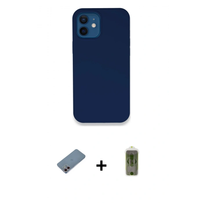 MARSİLYAN™- iPhone 12 Kılıf Zirve Modern Özel Seri - Siyah Joko Magic 5D Hayalet Cam + Shine Kamera Lens Koruma Cam - PE