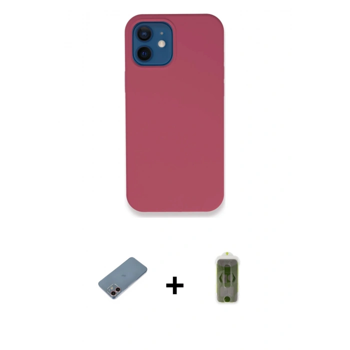 MARSİLYAN™- iPhone 12 Kılıf Zirve Modern Özel Seri - Siyah Joko Magic 5D Hayalet Cam + Shine Kamera Lens Koruma Cam - PE