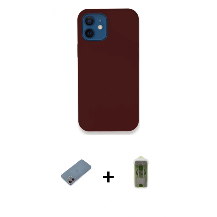 MARSİLYAN™- iPhone 12 Kılıf Zirve Modern Özel Seri - Siyah Joko Magic 5D Hayalet Cam + Shine Kamera Lens Koruma Cam - PE