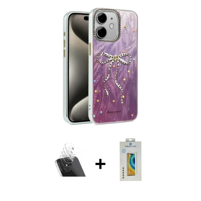 MARSİLYAN™- iPhone 12 Kılıf Zirve Modern Prime - Siyah Polymer Nano Ekran Koruyucu + Kamera Lens Koruma Cam - SF