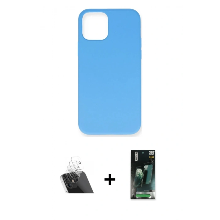 MARSİLYAN™- iPhone 12 Mini Kılıf Ahenk Serisi - Şeffaf 360 Full Body Arka Koruyucu + Kamera Lens Koruma Cam - SF