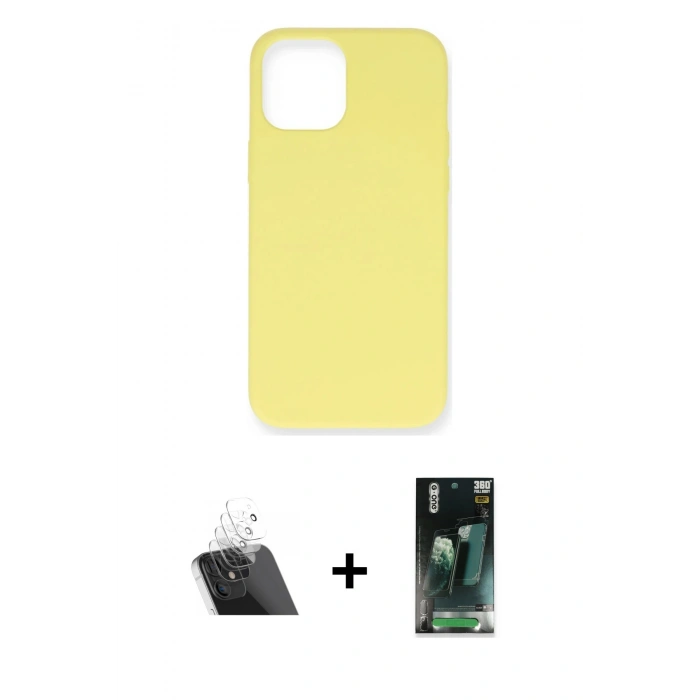 MARSİLYAN™- iPhone 12 Mini Kılıf Ahenk Serisi - Şeffaf 360 Full Body Arka Koruyucu + Kamera Lens Koruma Cam - SF