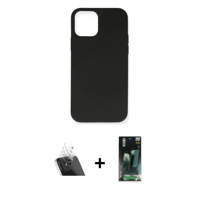 MARSİLYAN™- iPhone 12 Mini Kılıf Ahenk Serisi - Şeffaf 360 Full Body Arka Koruyucu + Kamera Lens Koruma Cam - SF