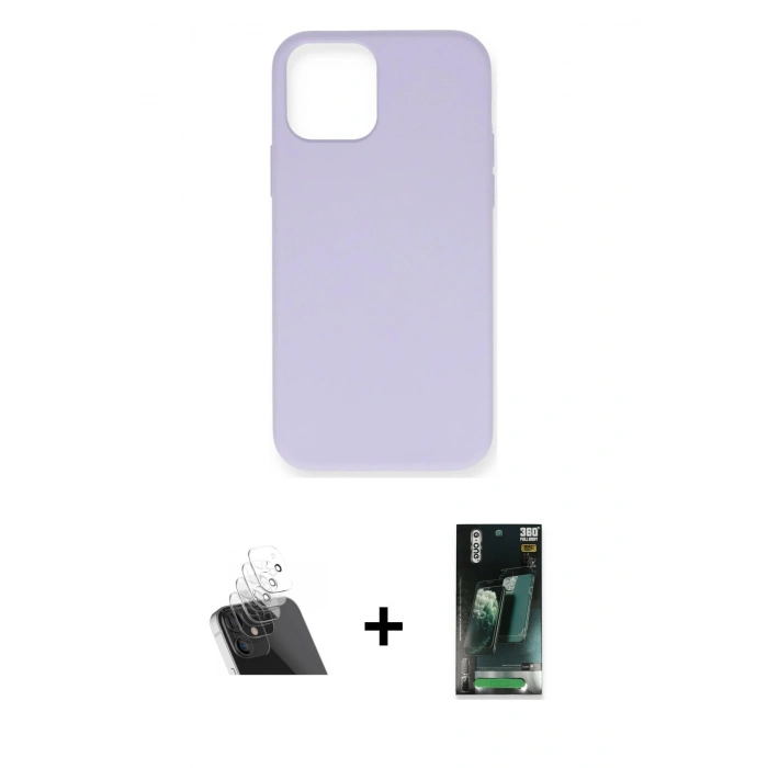 MARSİLYAN™- iPhone 12 Mini Kılıf Ahenk Serisi - Şeffaf 360 Full Body Arka Koruyucu + Kamera Lens Koruma Cam - SF