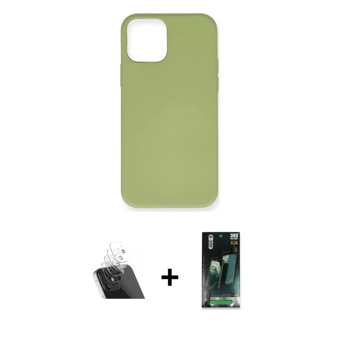 MARSİLYAN™- iPhone 12 Mini Kılıf Ahenk Serisi - Şeffaf 360 Full Body Arka Koruyucu + Kamera Lens Koruma Cam - SF