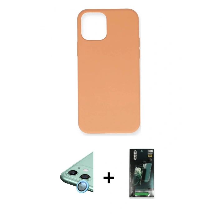 MARSİLYAN™- iPhone 12 Mini Kılıf Ahenk Serisi - Şeffaf 360 Full Body Arka Koruyucu + Raze Metal Kamera Lens - MI