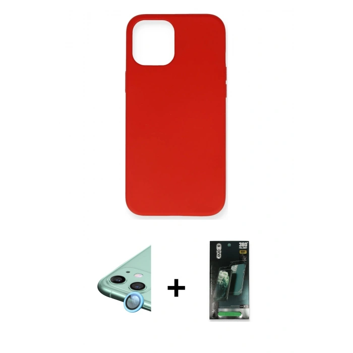 MARSİLYAN™- iPhone 12 Mini Kılıf Ahenk Serisi - Şeffaf 360 Full Body Arka Koruyucu + Raze Metal Kamera Lens - MI
