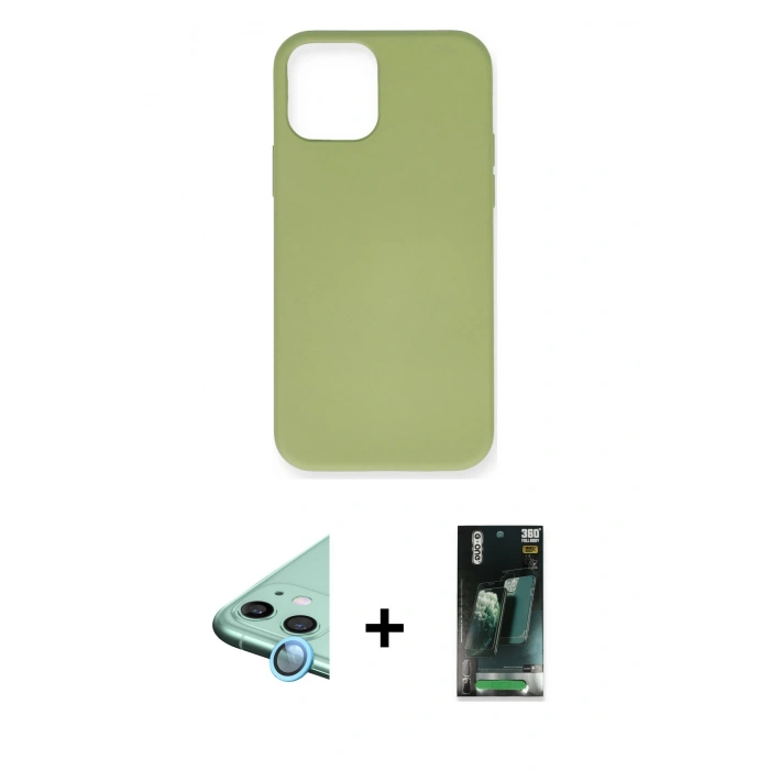 MARSİLYAN™- iPhone 12 Mini Kılıf Ahenk Serisi - Şeffaf 360 Full Body Arka Koruyucu + Raze Metal Kamera Lens - MI