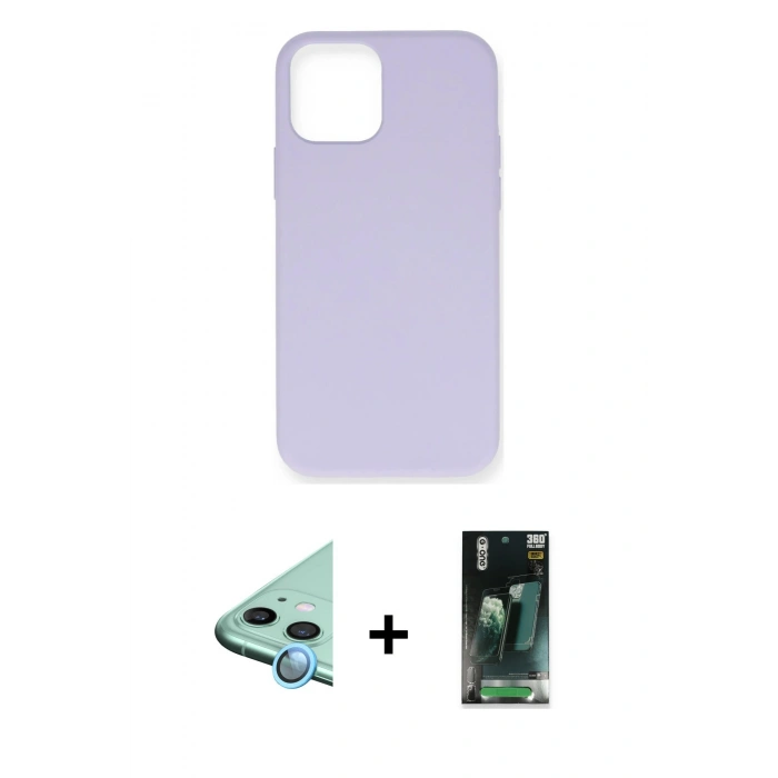 MARSİLYAN™- iPhone 12 Mini Kılıf Ahenk Serisi - Şeffaf 360 Full Body Arka Koruyucu + Raze Metal Kamera Lens - MI