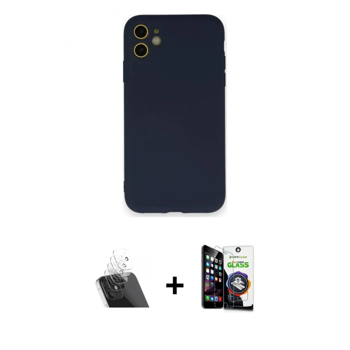 MARSİLYAN™- iPhone 12 Mini Kılıf Ahenk Serisi - Şeffaf Temperli Cam Ekran Koruyucu + Kamera Lens Koruma Cam - SF