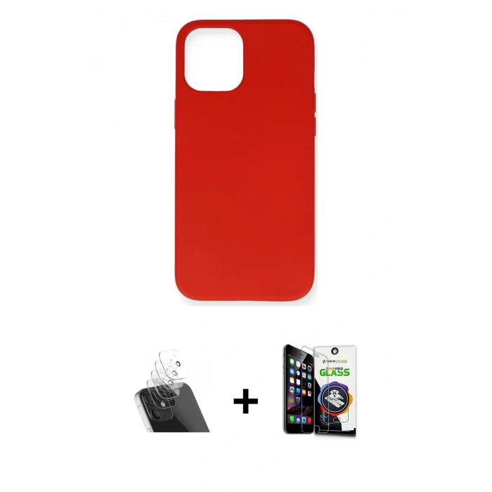 MARSİLYAN™- iPhone 12 Mini Kılıf Ahenk Serisi - Şeffaf Temperli Cam Ekran Koruyucu + Kamera Lens Koruma Cam - SF