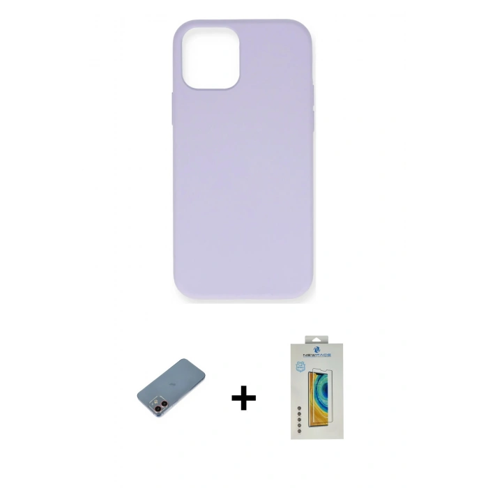 MARSİLYAN™- iPhone 12 Mini Kılıf Ahenk Serisi - Siyah Polymer Nano Ekran Koruyucu + Shine Kamera Lens Koruma Cam - PE