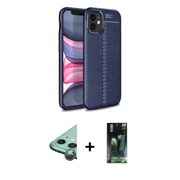MARSİLYAN™- iPhone 12 Mini Kılıf Doruk Klasik Özel Seri - Şeffaf 360 Full Body Arka Koruyucu + Raze Metal Kamera Lens - YL