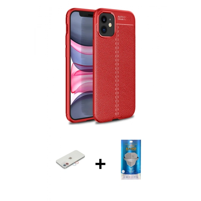 MARSİLYAN™- iPhone 12 Mini Kılıf Doruk Klasik Özel Seri - Şeffaf Royal Nano Ekran Koruyucu + Renkli Kamera Lens Koruma Cam - PE