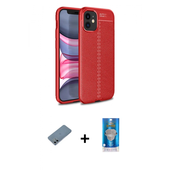 MARSİLYAN™- iPhone 12 Mini Kılıf Doruk Klasik Özel Seri - Şeffaf Royal Nano Ekran Koruyucu + Shine Kamera Lens Koruma Cam - SABE