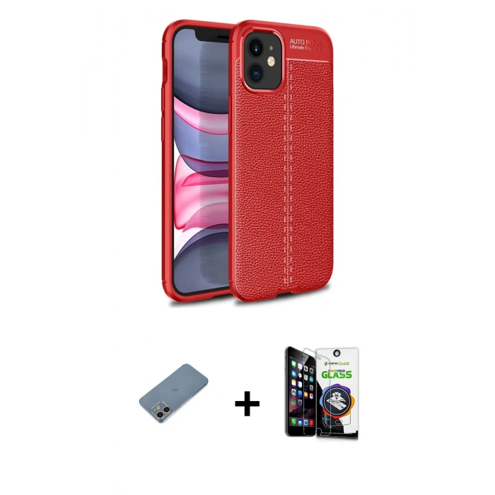 MARSİLYAN™- iPhone 12 Mini Kılıf Doruk Klasik Özel Seri - Şeffaf Temperli Cam Ekran Koruyucu + Shine Kamera Lens Koruma Cam - GI